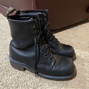 Vintage Dr. Martens 8304 Made In England UK Size 3 Black Leather Boots 8 Hole